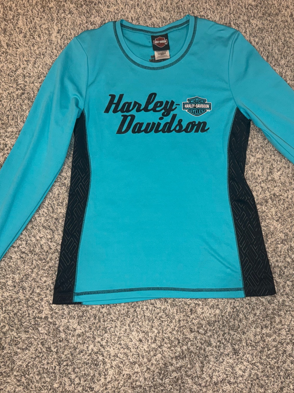 Harley-Davidson Teal Long-Sleeve Shirt with Black Trim